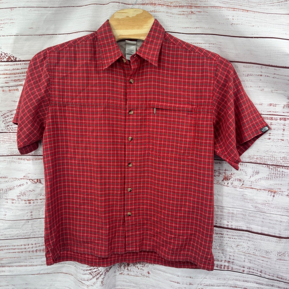 The North Face Shirt Mens Large Plaid Short Sleeve Button Up Hiking Outdoors